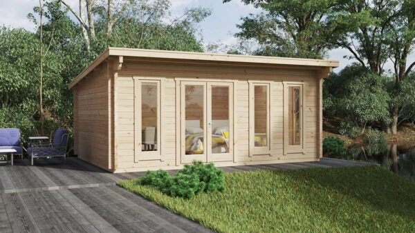 Gartenhaus mit Pultdach Barbados 21m² / 44mm / 6×4