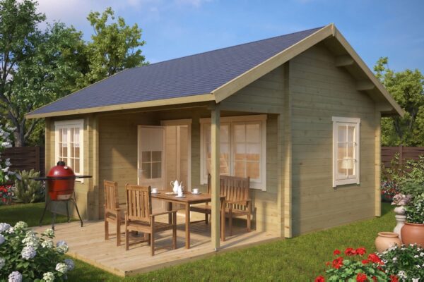 Holzhaus „Oklahoma” 36m² | 70mm | 6x5m | G0091 Holzhaus 36m² | 70mm | 6x5m (bemalt)