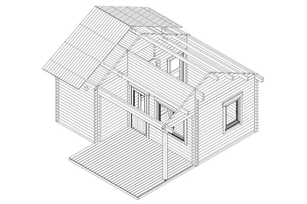Holzhaus „Oklahoma” 36m² | 70mm | 6x5m | G0091 Holzhaus 36m² | 70mm | 6x5m