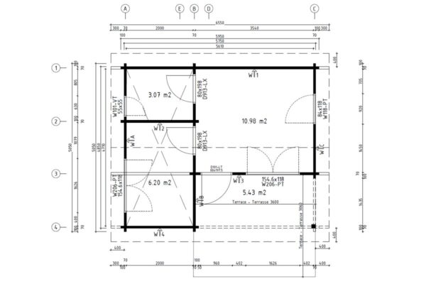 Holzhaus „Oklahoma” 36m² | 70mm | 6x5m | G0091 Holzhaus 36m² | 70mm | 6x5m