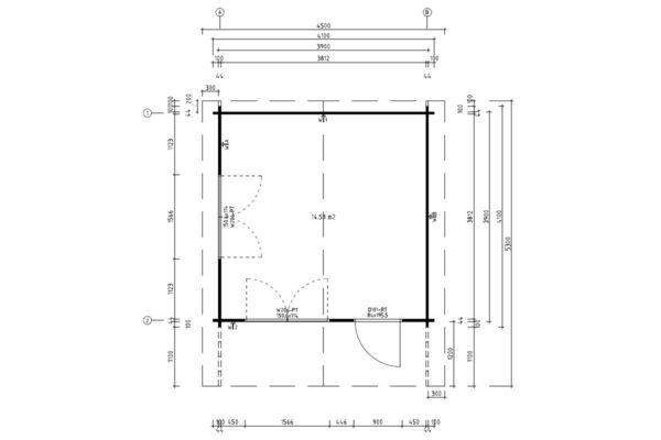 Gartenhaus “Marcus A” 14,5m² | 44mm | 4x4m | G0081 Gartenhaus 14,5m² | 44mm | 4x4m