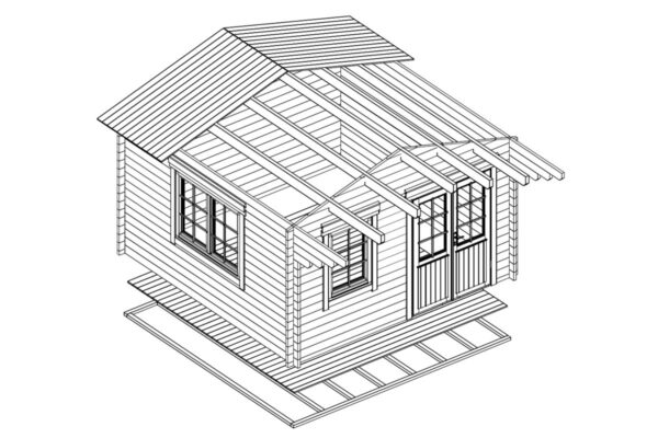 Gartenhaus 14,5m² | 44mm | 4x4m