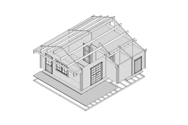 Ferienhaus mit Schlafboden 56m² | 70mm | 7x7m