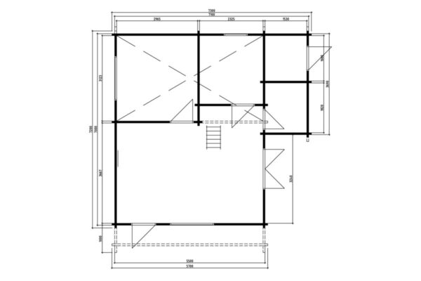 Ferienhaus mit Schlafboden 56m² | 70mm | 7x7m