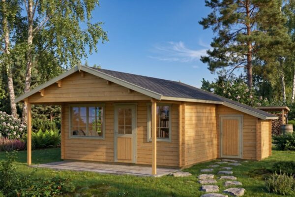 Holzhaus 24m² | 58mm | 7x5m (bemalt)