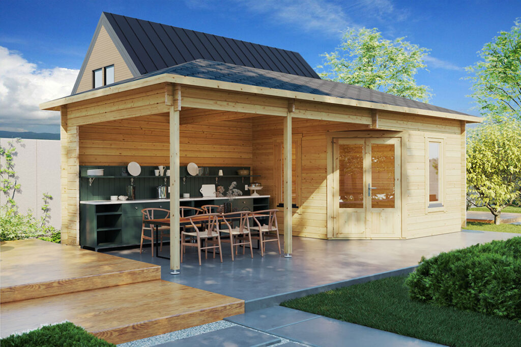 Gartenhaus mit Veranda und Walmdach | G0105