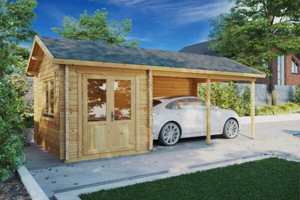 Wooden carport with side shed "Arthur" | G0080