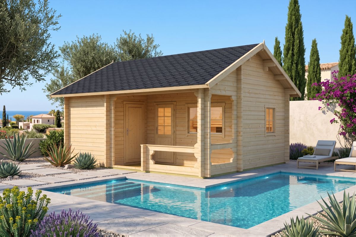 Saunahaus „Karina” 36m² | 70mm | 6x5m | G0092 Saunahaus 36m² | 70mm | 6x5m