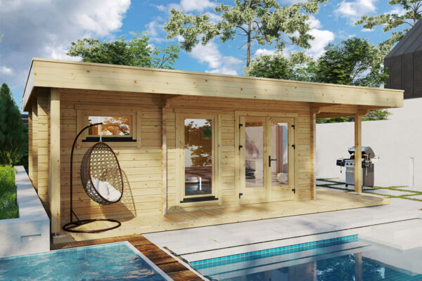Gartenhaus mit Sauna „Hansa Lounge XXL” 8x5m | Garden Sauna