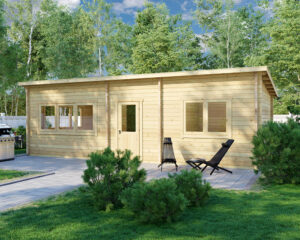 Ein Schlafzimmer Blockhaus Holiday J 40m2 / 4,5 x 9 m / 70mm