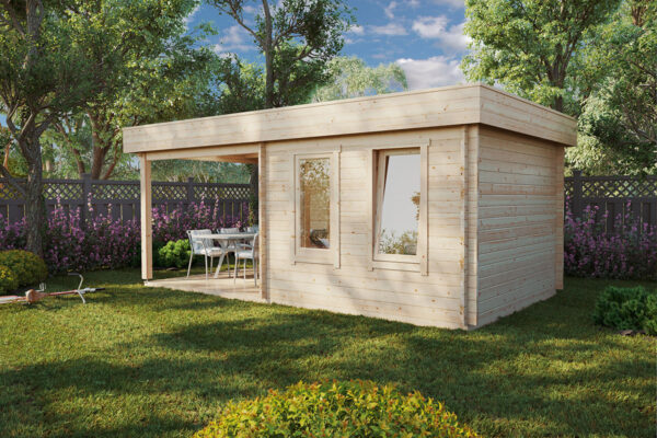 Modernes Gartenhaus mit Terrasse Lucas E 9m² / 44mm / 3x6