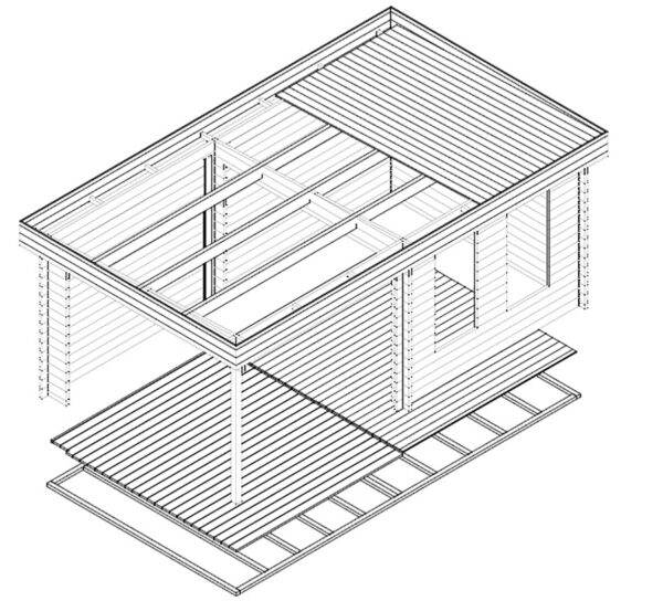 Modernes Gartenhaus mit Terrasse Lucas E 9m² / 44mm / 3x6