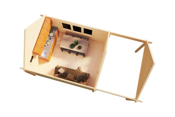 Gartenhaus “Mark” 16m² | 44mm | 4x4m | G0099 Gartenhaus 16m² | 44mm | 4x4m (Querschnitt)