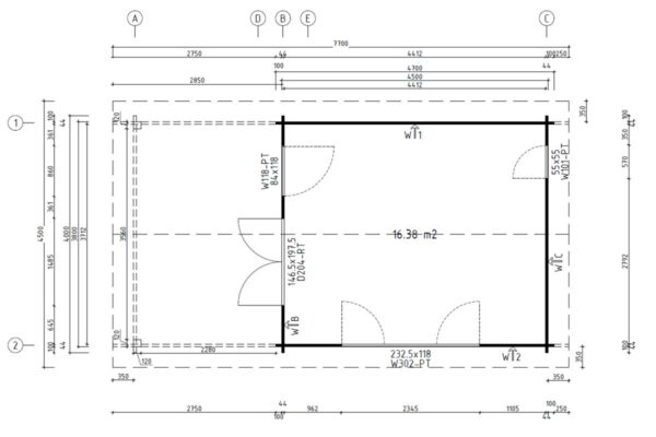 Gartenhaus “Mark” 16m² | 44mm | 4x4m | G0099 Gartenhaus 16m² | 44mm | 4x4m