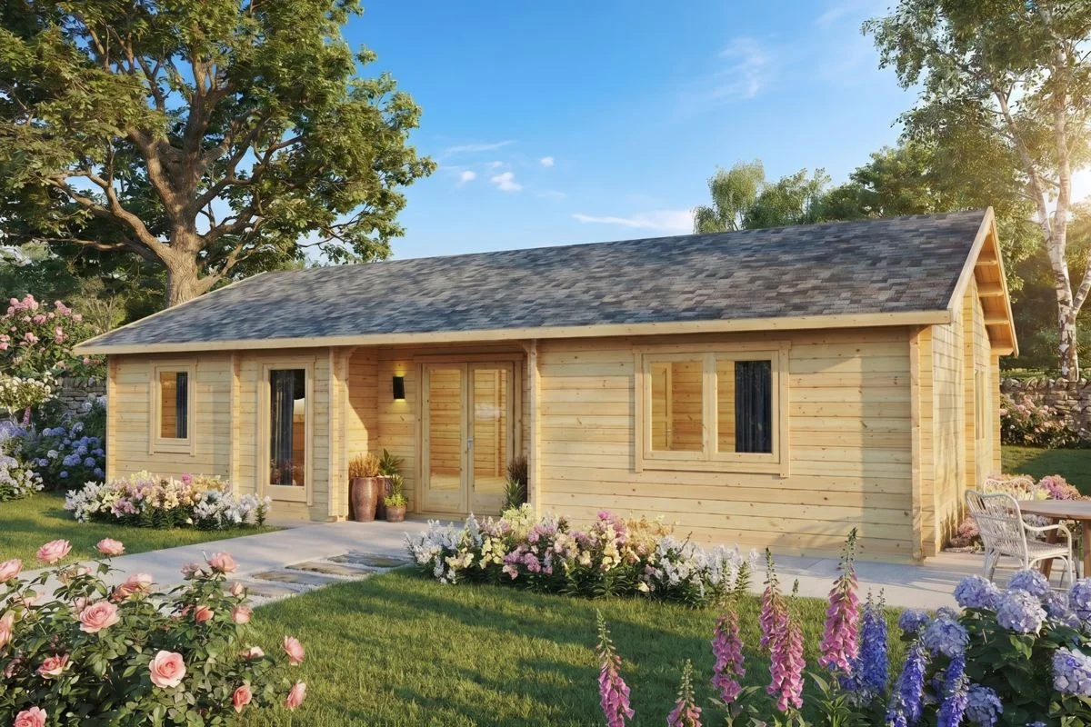 Blockhaus „Dune” 67m² | 70mm | 11x7m | G0226 Blockhaus 67m² | 70mm | 11x7m