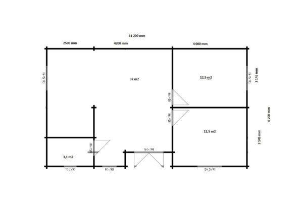 Blockhaus „Dune” 67m² | 70mm | 11x7m | G0226 Blockhaus 67m² | 70mm | 11x7m