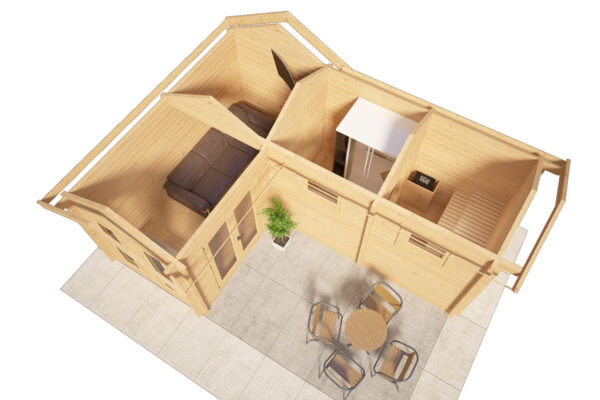 Timber Sauna Cabin "Oliver 3" 16m² - top view | 70mm | G0220