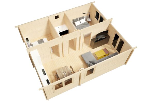 Blockhaus 42m² | 70mm | 7x6m (Draufsicht)