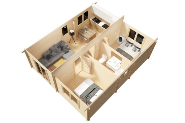 Blockhaus 42m² | 70mm | 7x6m (Grundriss)