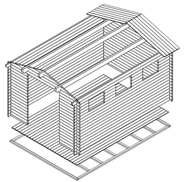 Garden shed Eva F 12m² / 3,2 x 4,4 m / 40mm