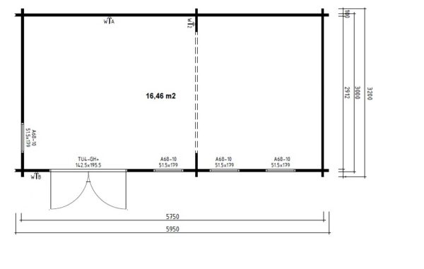 Garden Room Liam 16m2 / 3 x 6 m / 44mm