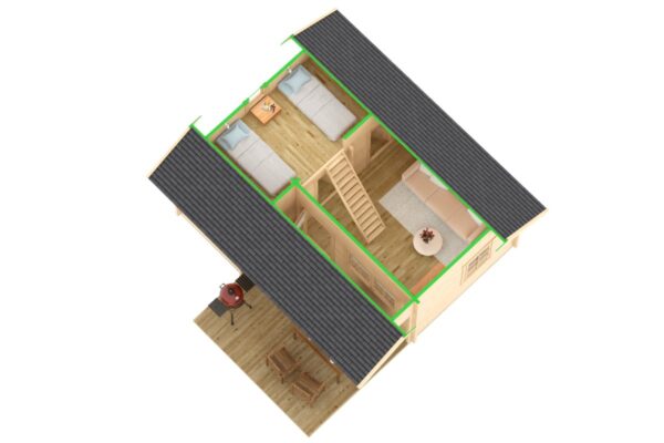 Log cabin London 26,4m² / 6 x 5 m / 70mm
