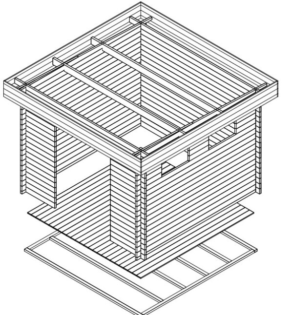 Garden shed Lucas F 8,5m² / 3,2 x 3,2 m / 40mm