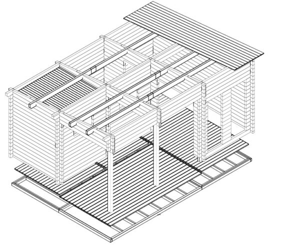 Sauna Cabin Oliver I 15m² / 70mm / 6 x 4 m