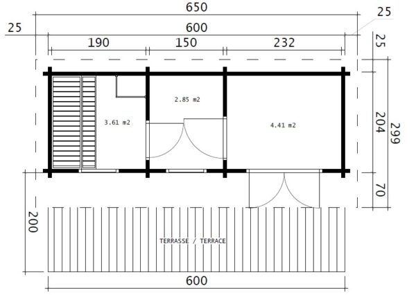 Sauna Cabin Oliver II 11m² / 70mm / 6 x 2 m