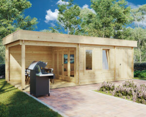 Multifunktionales Gartenhaus Super Lucas E 15m² / 44mm / 3x8m