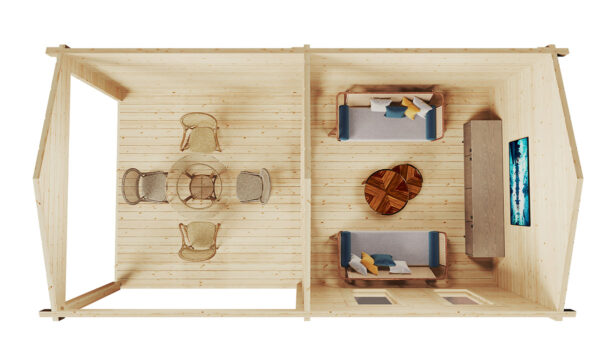 Gartenhaus mit Terrasse Nora E 9m² / 44mm / 3x6