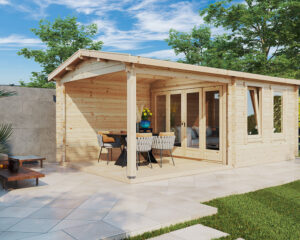 Gartenhaus mit Terrasse Nora E 9m² / 44mm / 3×6
