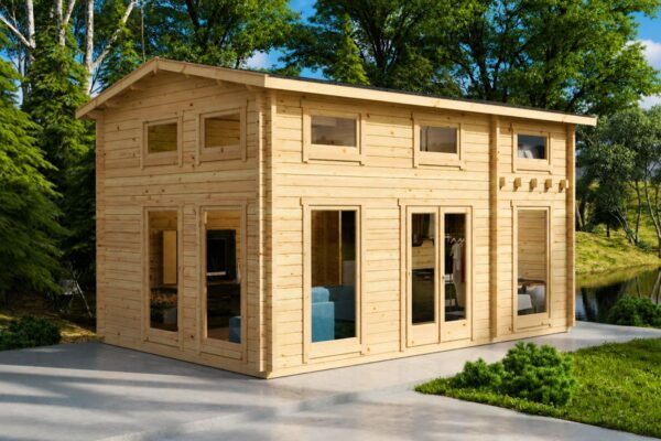 Blockhaus mit Schlafboden 31m² | 70mm | 7x5m