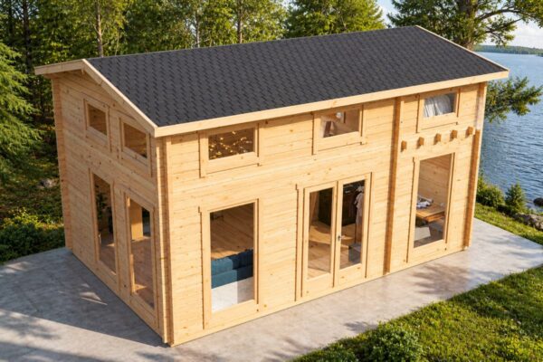 Blockhaus mit Schlafboden 31m² | 70mm | 7x5m