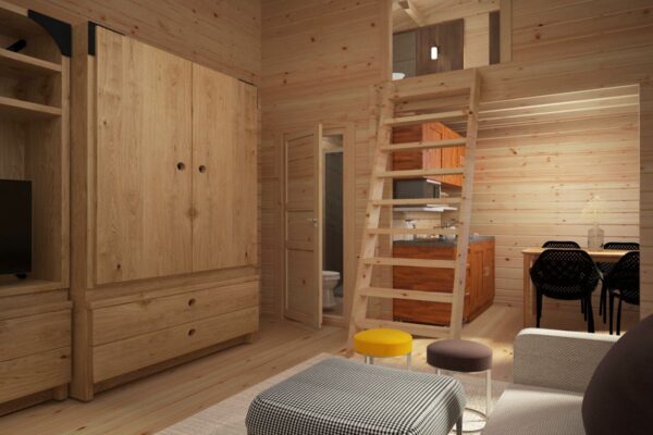 Blockhaus mit Schlafboden 31m² | 70mm | 7x5m