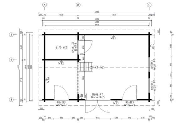 Blockhaus mit Schlafboden 31m² | 70mm | 7x5m