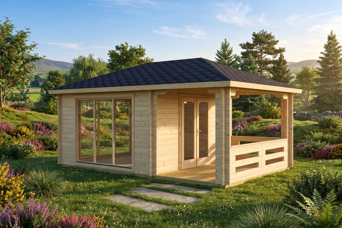 Gartenhaus mit Terrasse “Anette” 19m² | 44mm | 4x6m | G0088 Gartenhaus mit Terrasse 19m² | 44mm | 4x6m