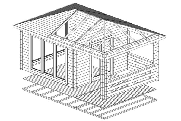 Gartenhaus mit Terrasse “Anette” 19m² | 44mm | 4x6m | G0088 Gartenhaus mit Terrasse “Anette” 19m² | 44mm | 4x6m | G0088