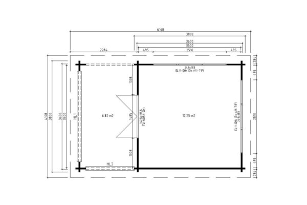 Gartenhaus mit Terrasse “Anette” 19m² | 44mm | 4x6m | G0088 Gartenhaus mit Terrasse 19m² | 44mm | 4x6m