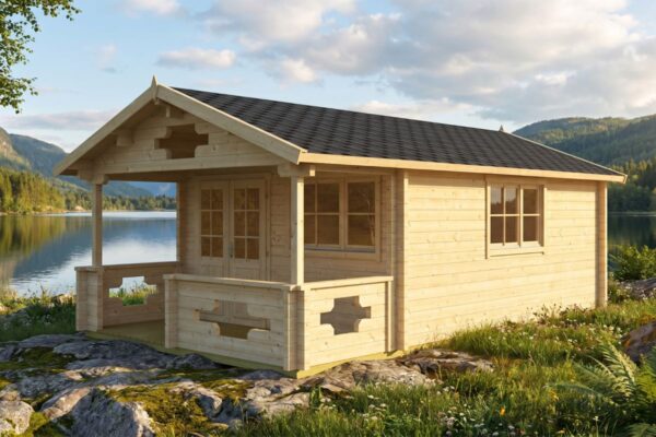 Saunahaus mit Terrasse 19m² | 70mm | 4x7m