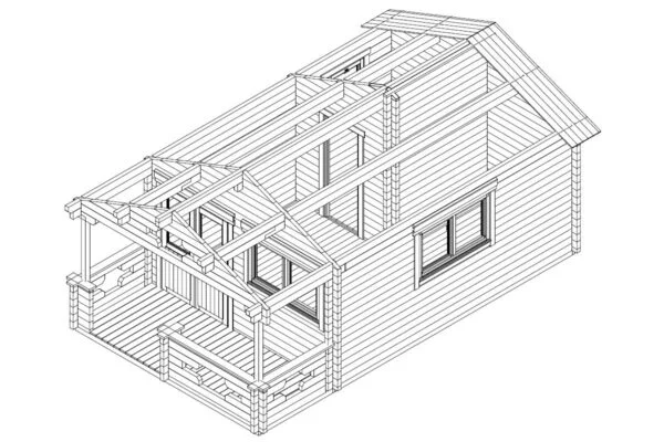 Saunahaus mit Terrasse “Sommerland” 19m² | 70mm | 4x7m | G0110 Saunahaus mit Terrasse 19m² | 70mm | 4x7m