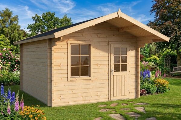Gartenhaus mit Vordach 12.5m² | 44mm | 3x4m