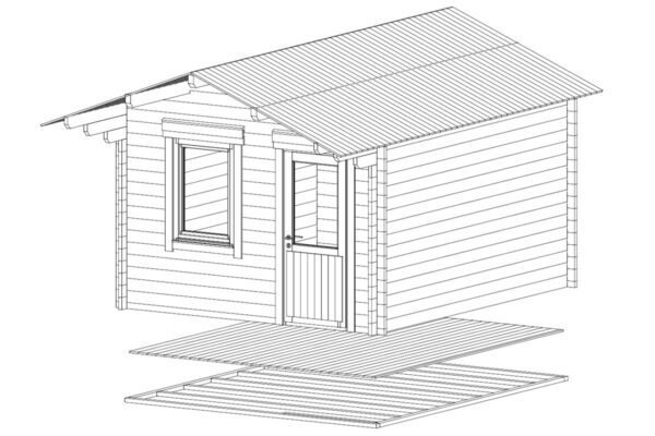 Gartenhaus mit Vordach “Oslo XL” 12.5m² | 44mm | 3x4m | G0010