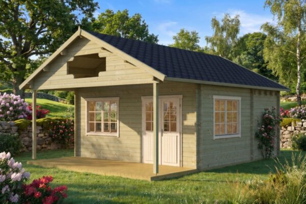Gartenhaus mit Veranda „Stockholm” 25m² | 58mm | 7x6m | G0003 Gartenhaus mit Veranda 25m² | 58mm | 7x6m