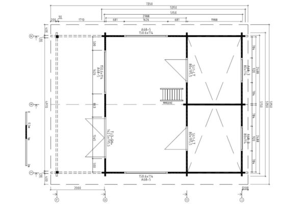 Gartenhaus mit Veranda „Stockholm” 25m² | 58mm | 7x6m | G0003 Gartenhaus mit Veranda 25m² | 58mm | 7x6m