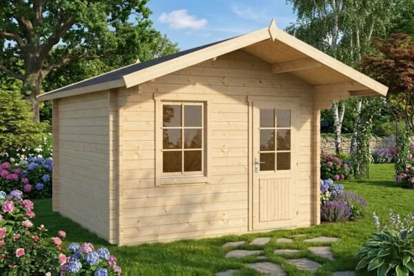 Gartenhaus mit Vordach 10,5m² | 44mm | 3x3m