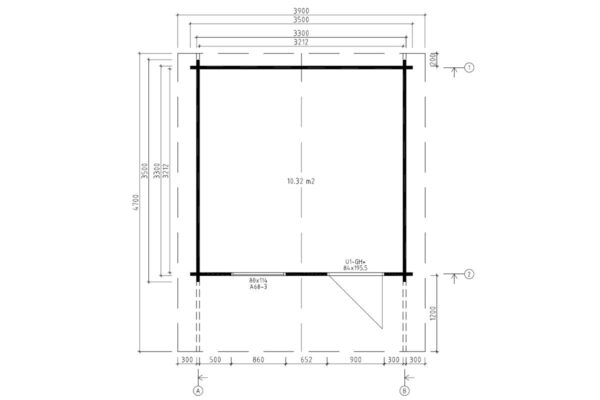 Gartenhaus mit Vordach “Oslo” 10,5m² | 44mm | 3x3m | G0009 Gartenhaus mit Vordach 10,5m² | 44mm | 3x3m