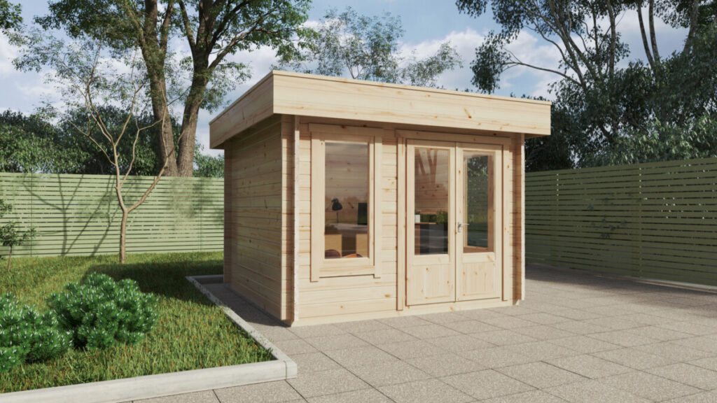 Gartenhaus aus Holz „Mini-Gartenbüro 2“ / 3×3 m / 9 m2 / 44 mm - Hansa