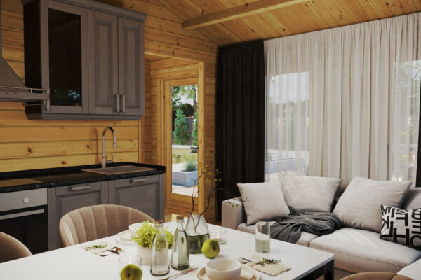 One bedroom log cabin "Holiday M" - kitchen, living room | G0316