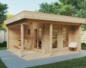 Gartensauna Mini Hansa Sauna Lounge: 12m² / 44 mm / 5x5 m